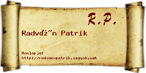 Radván Patrik névjegykártya