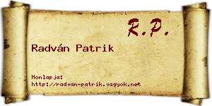 Radván Patrik névjegykártya